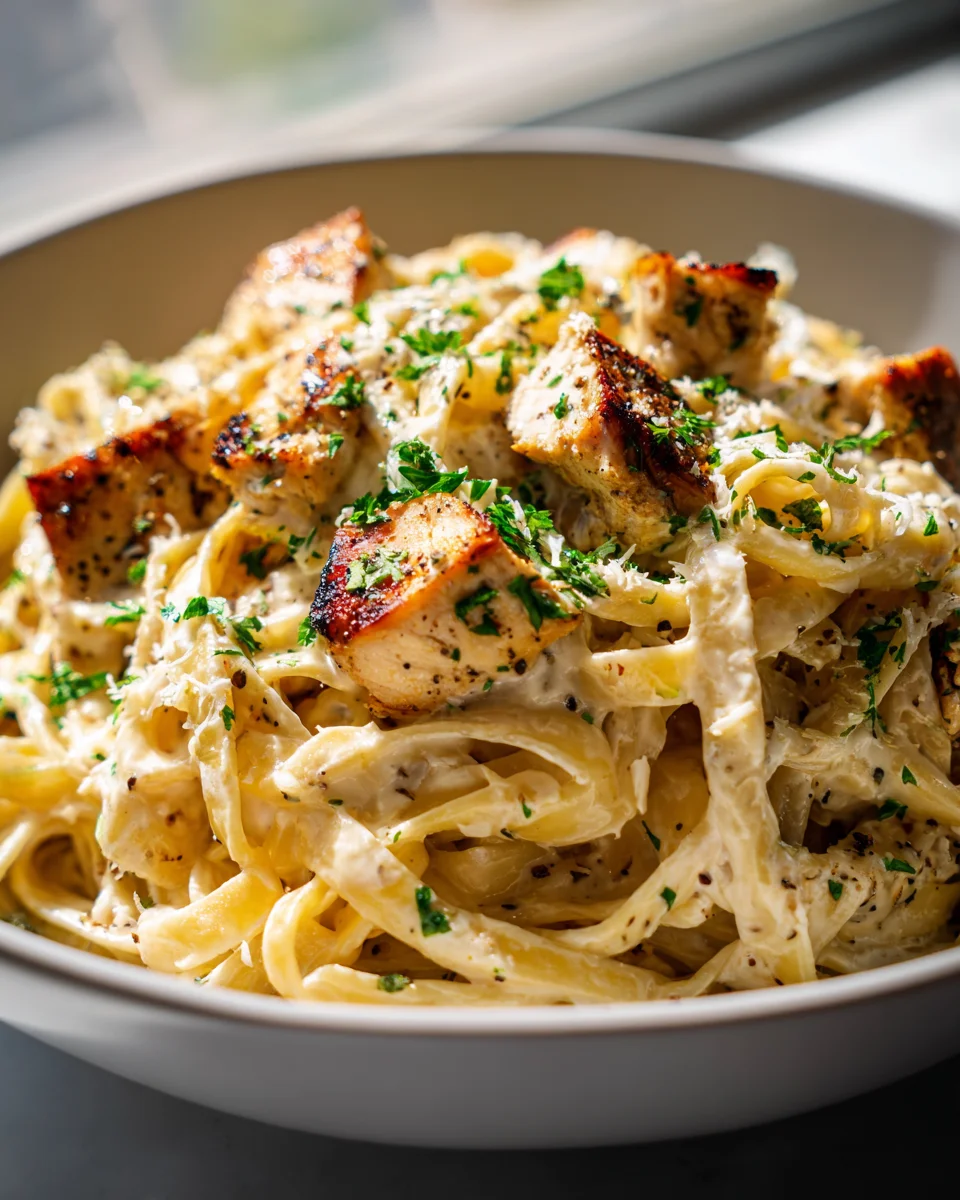Unwiderstehliche Cremige Hähnchen Alfredo Pasta Bowl