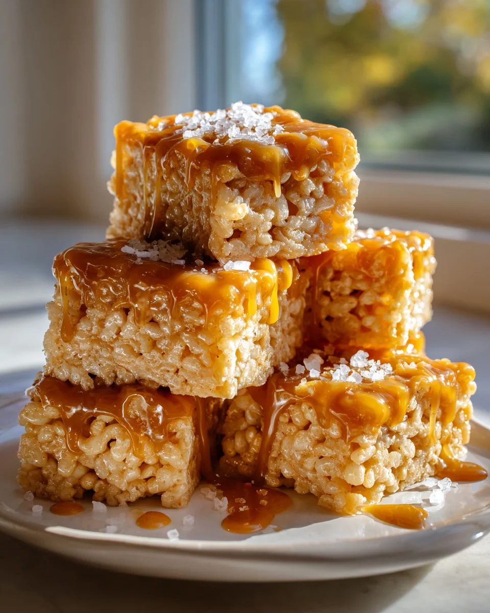 Himmlische selbstgemachte Salted Caramel Rice Krispie Riegel