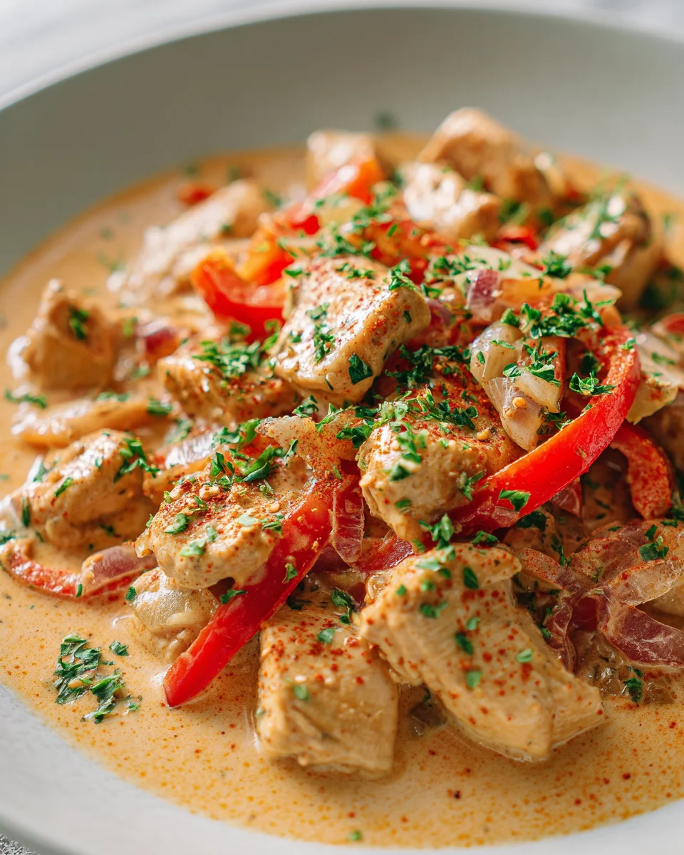 Schnelles Paprika Sahne Hähnchen – Dein cremiges Lieblingsgericht!