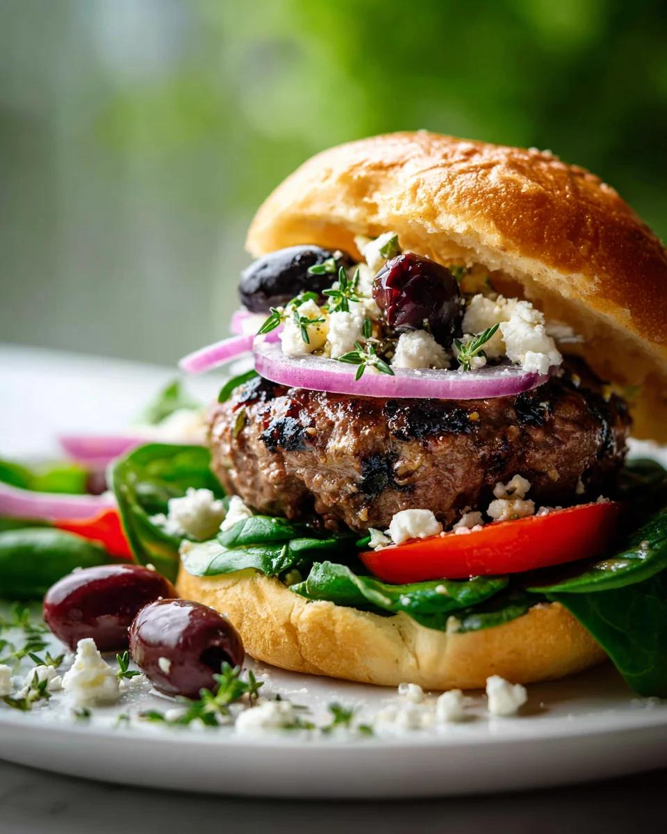 Mediterraner Beef Burger: Feta, Oliven – Ein Geschmackserlebnis!