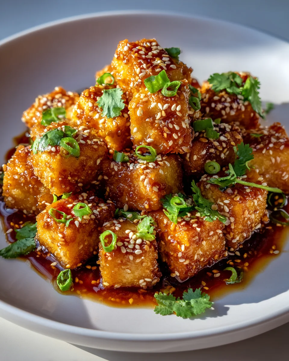 Knuspriger Sesam Tofu Pfanne mit Sojasauce – Schnell & Lecker