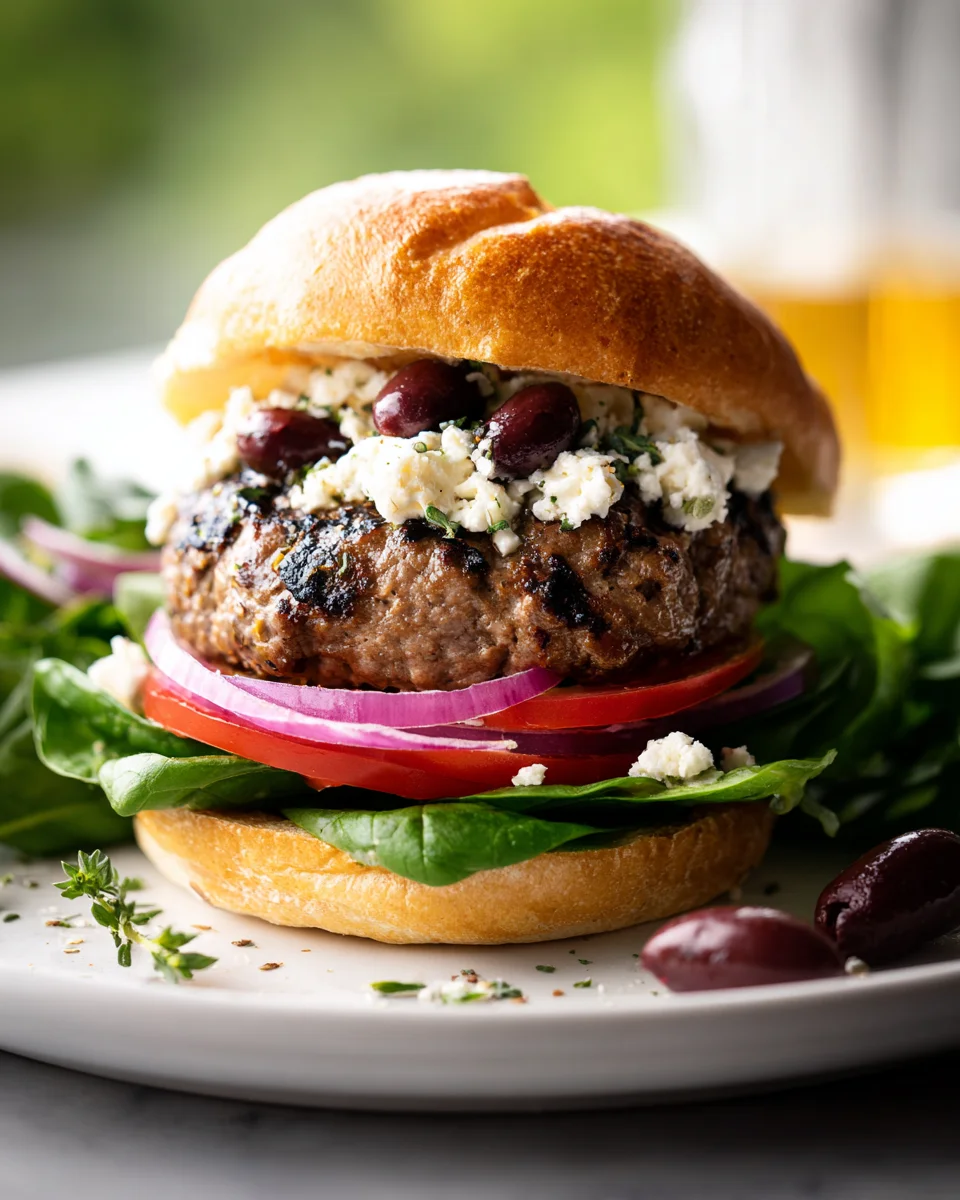 Mediterraner Beef Burger: Feta, Oliven – Ein Geschmackserlebnis!