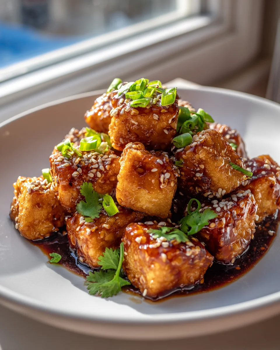 Knuspriger Sesam Tofu Pfanne mit Sojasauce – Schnell & Lecker