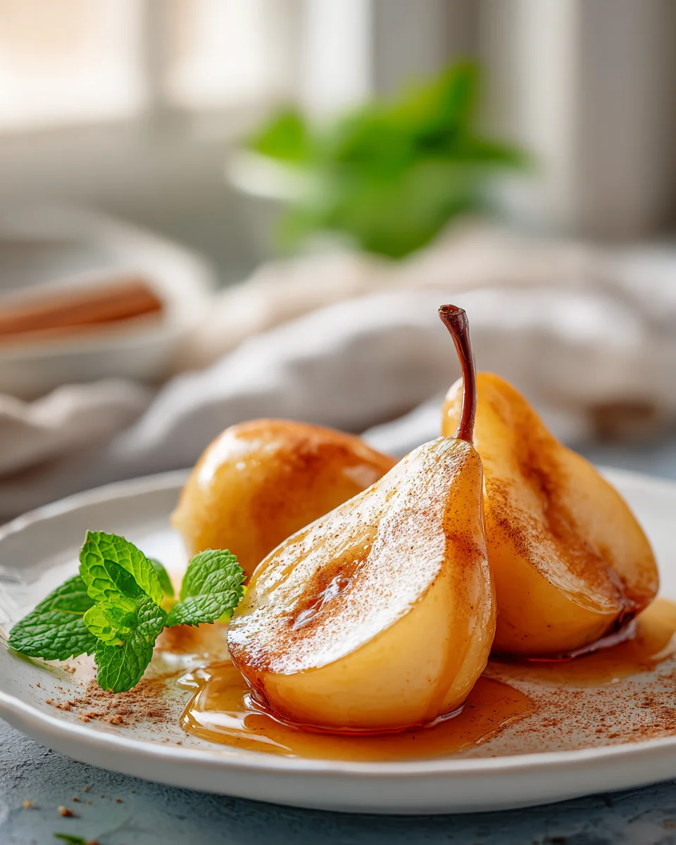 THINK: The user wants a 50-60 character SEO title for a recipe: 'Baked Pears With Cinnamon And Honey'.