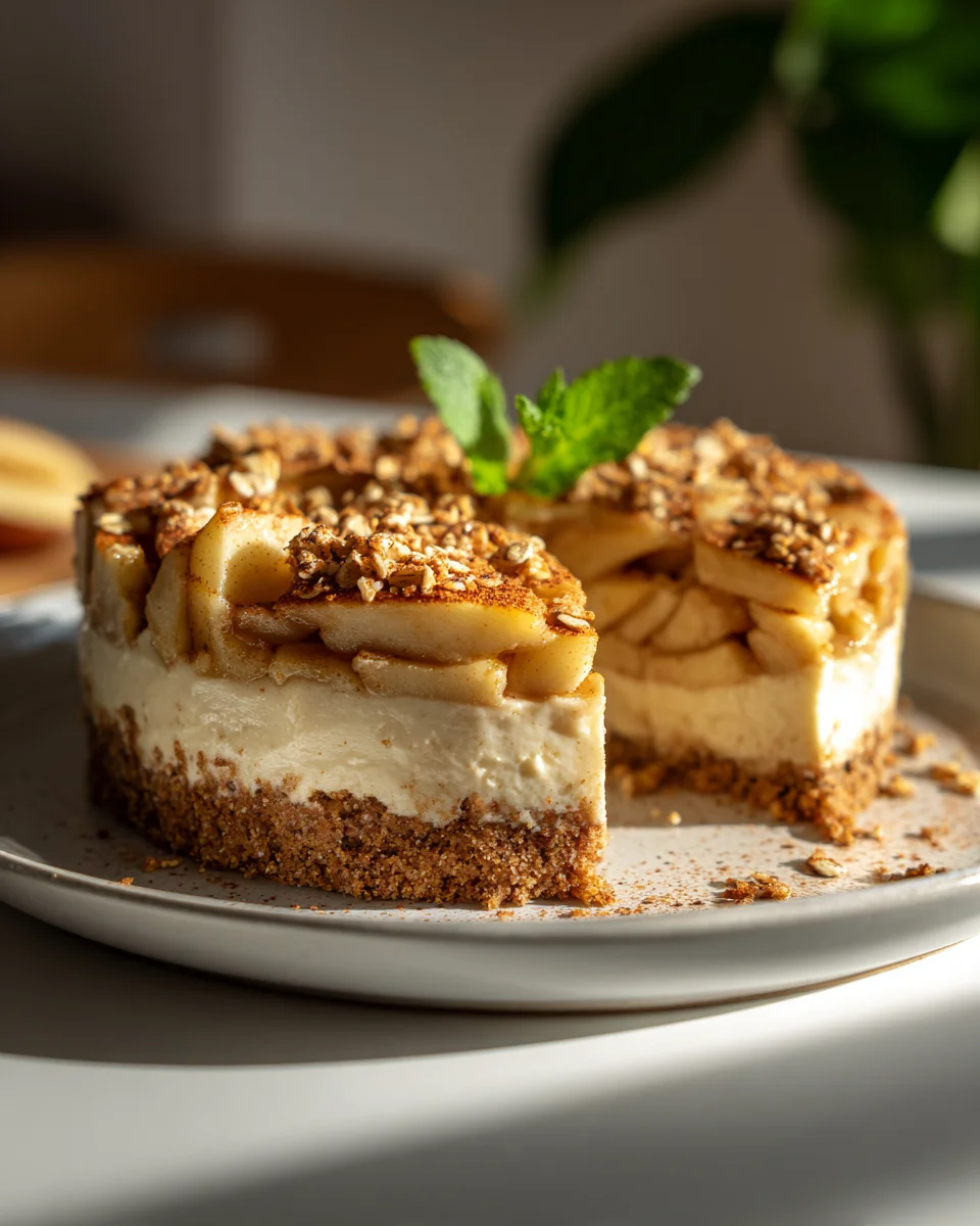 Veganer Apfel Crumble Cheesecake: Unwiderstehlich cremig!