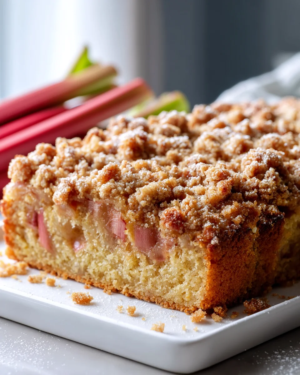 Erdnussfreier Rhabarber Streuselkuchen vom Blech genießen!