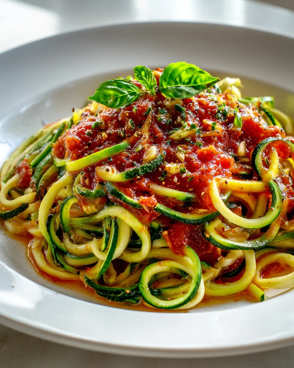 Zucchini Nudeln mit Tomaten-Basilikum Sauce – Lecker und gesund!