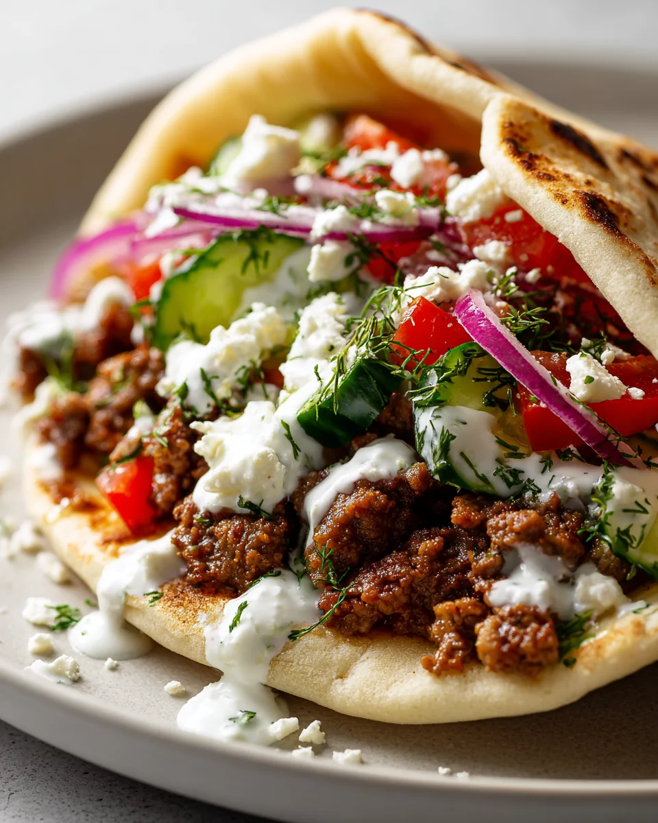 Griechische Rindfleisch Wraps mit Knoblauch-Joghurt-Soße