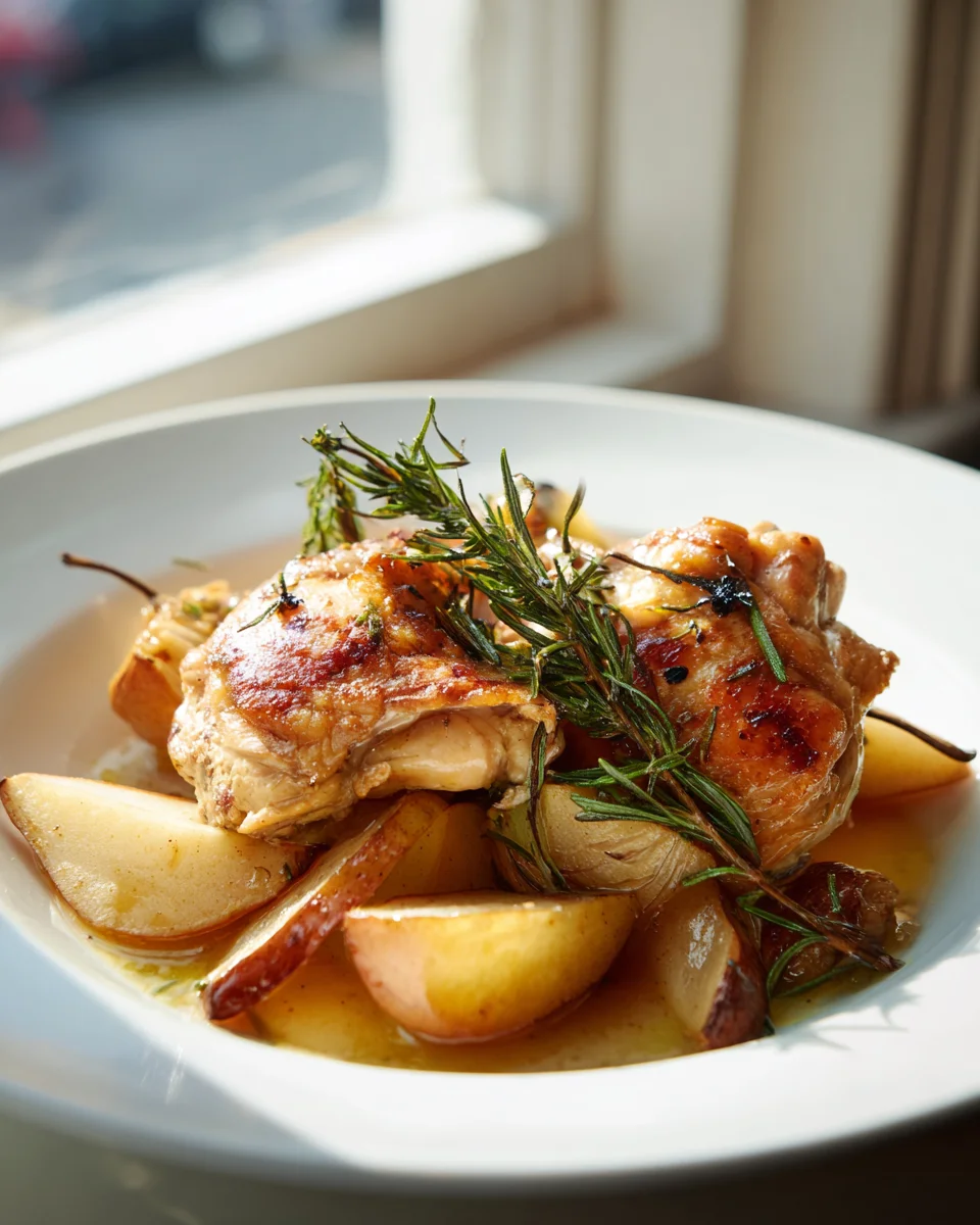 Hähnchen mit Birnen & Rosmarin aus dem Ofen: Einfach & Lecker!