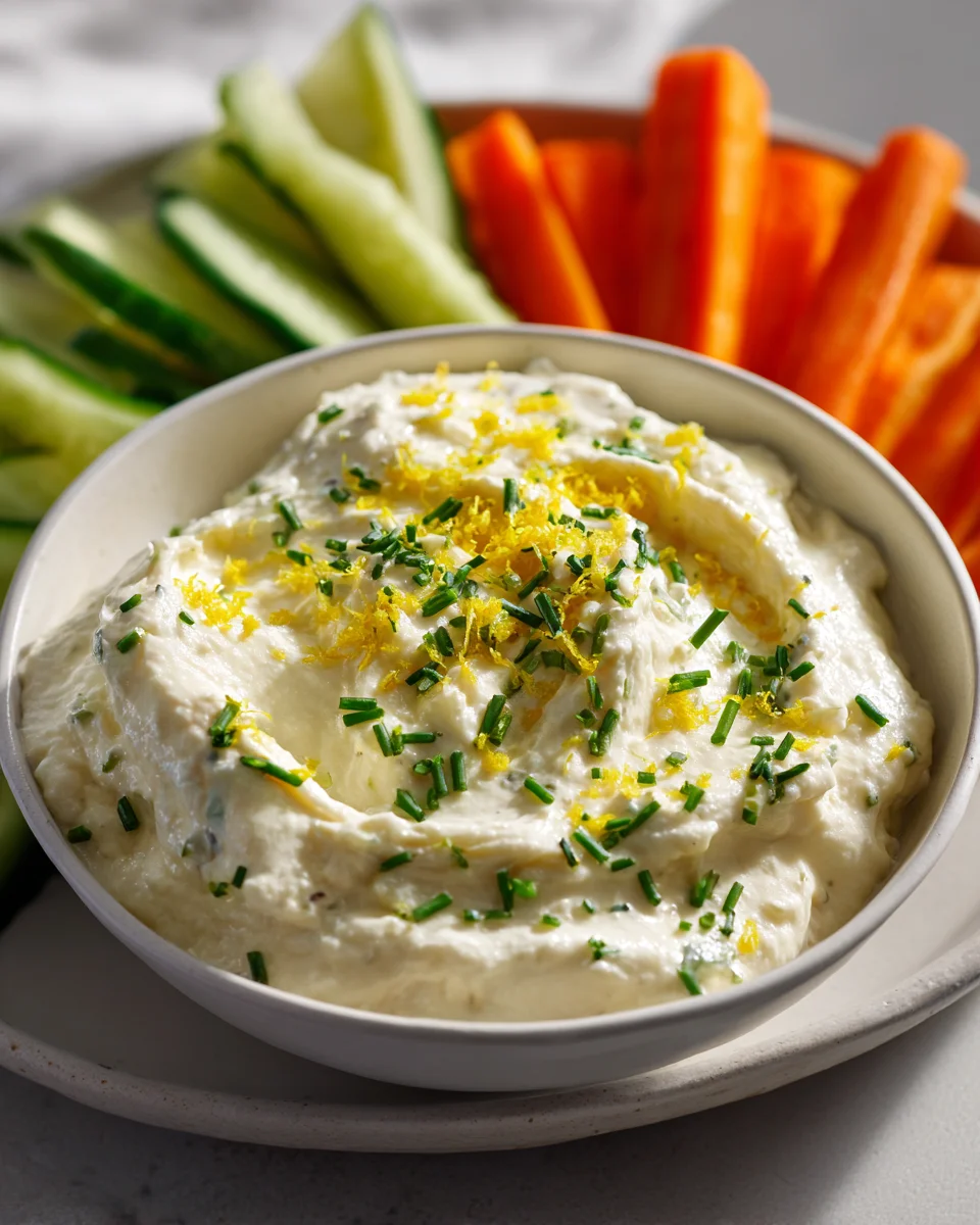 Frischkäse Dip mit Schnittlauch und Zitrone – Lecker und schnell!