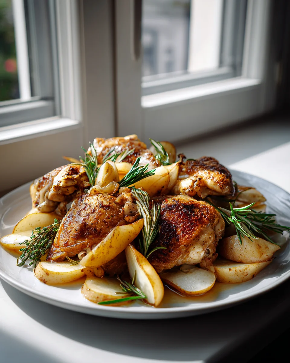 Hähnchen mit Birnen & Rosmarin aus dem Ofen: Einfach & Lecker!
