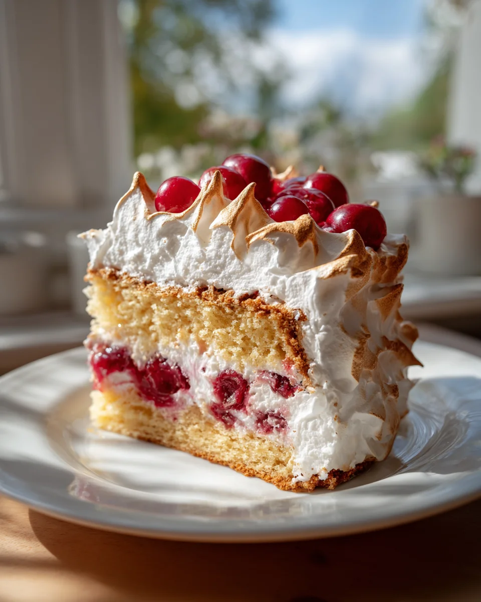 Unwiderstehlicher Kirsch-Extrakt-Kuchen mit Zimtbaiser