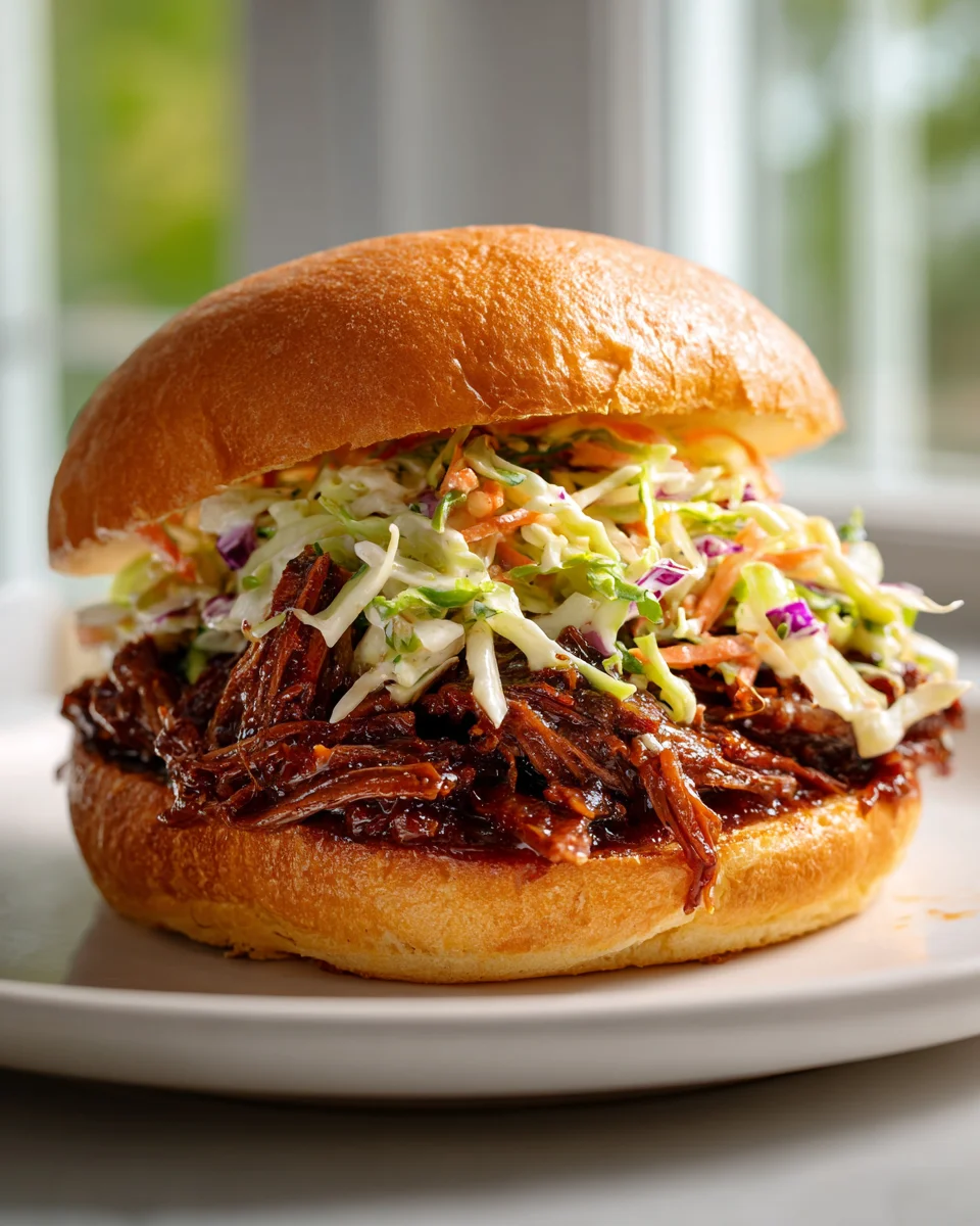 BBQ Pulled Beef Burger mit Krautsalat – Saftig & Lecker!