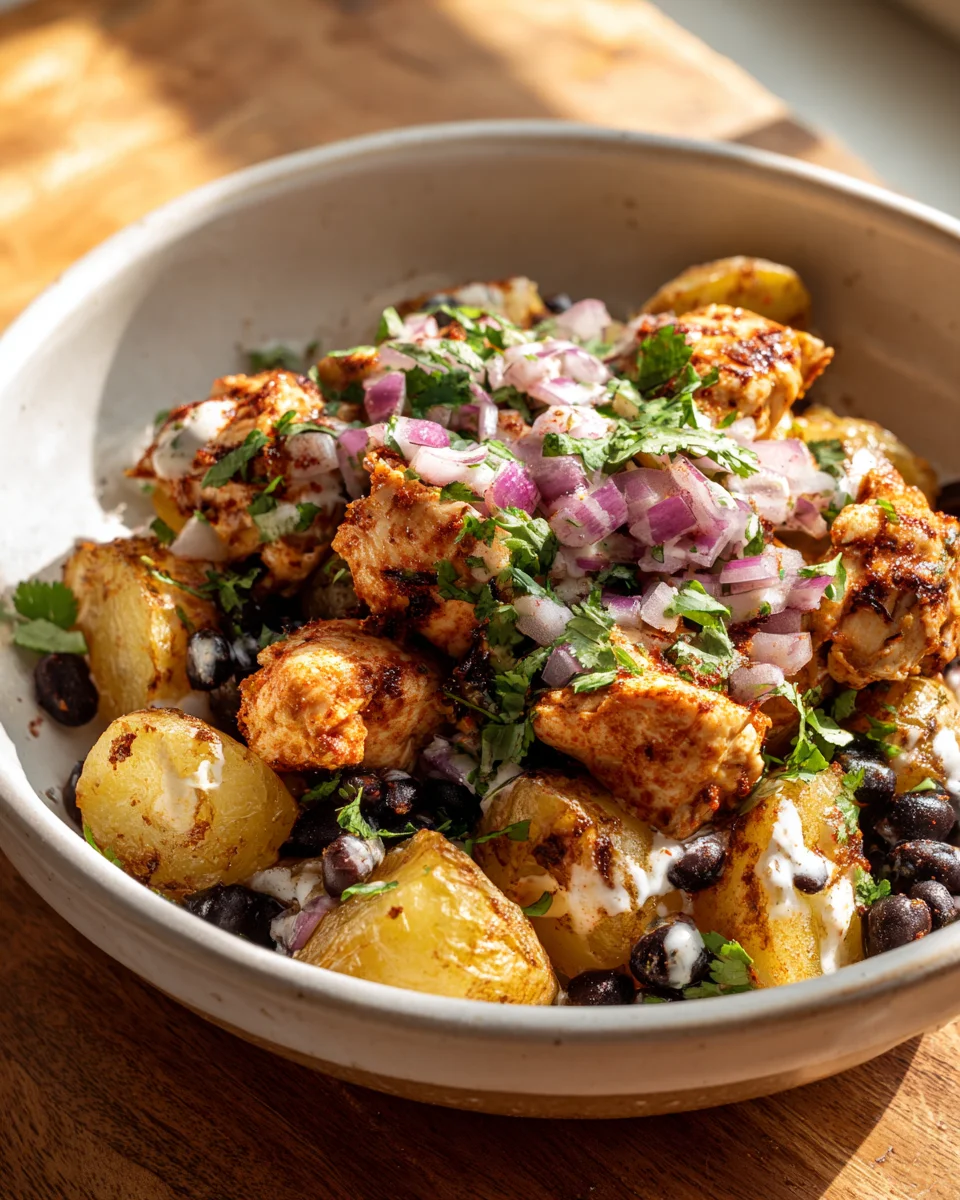 Kartoffel Taco Bowl mit Hähnchen und Bohnen – Lecker!
