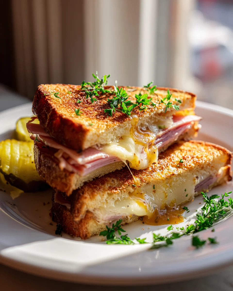 Beef Ham And Swiss Melt Sandwich mit Honig-Senf-Dip