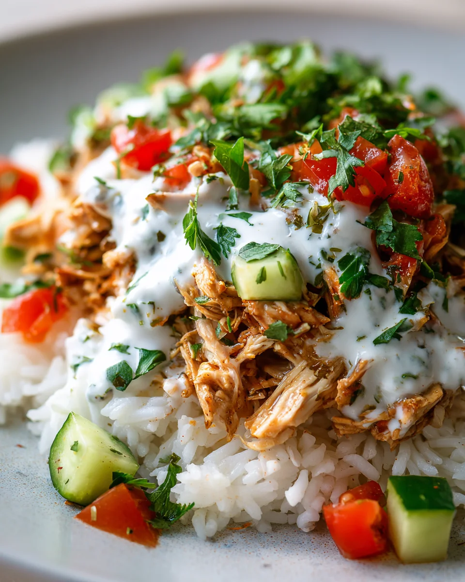 Griechische Hähnchen-Bowls im Slow Cooker mit Knoblauch-Joghurt-Sauce