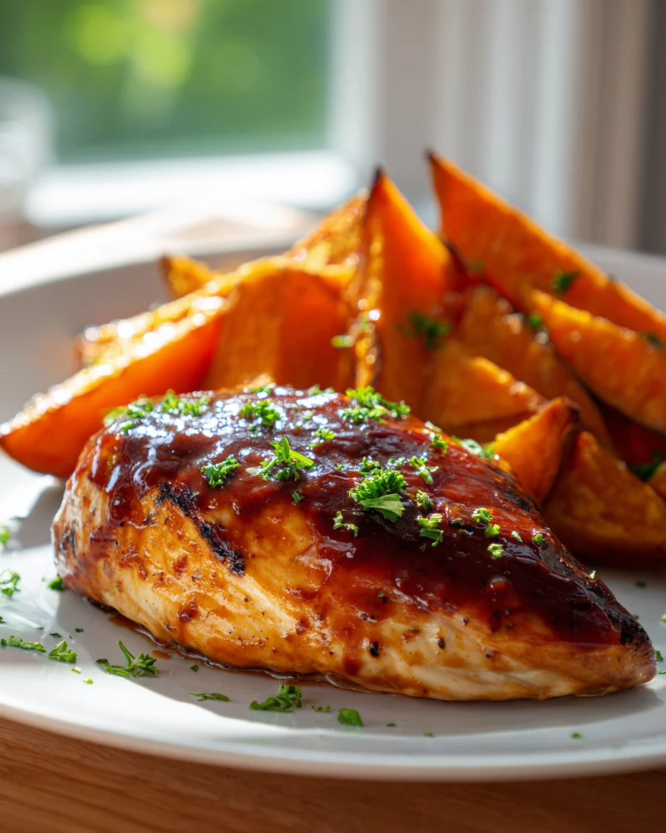 Gegrillte BBQ-Hähnchenbrust mit Süßkartoffeln Rezept