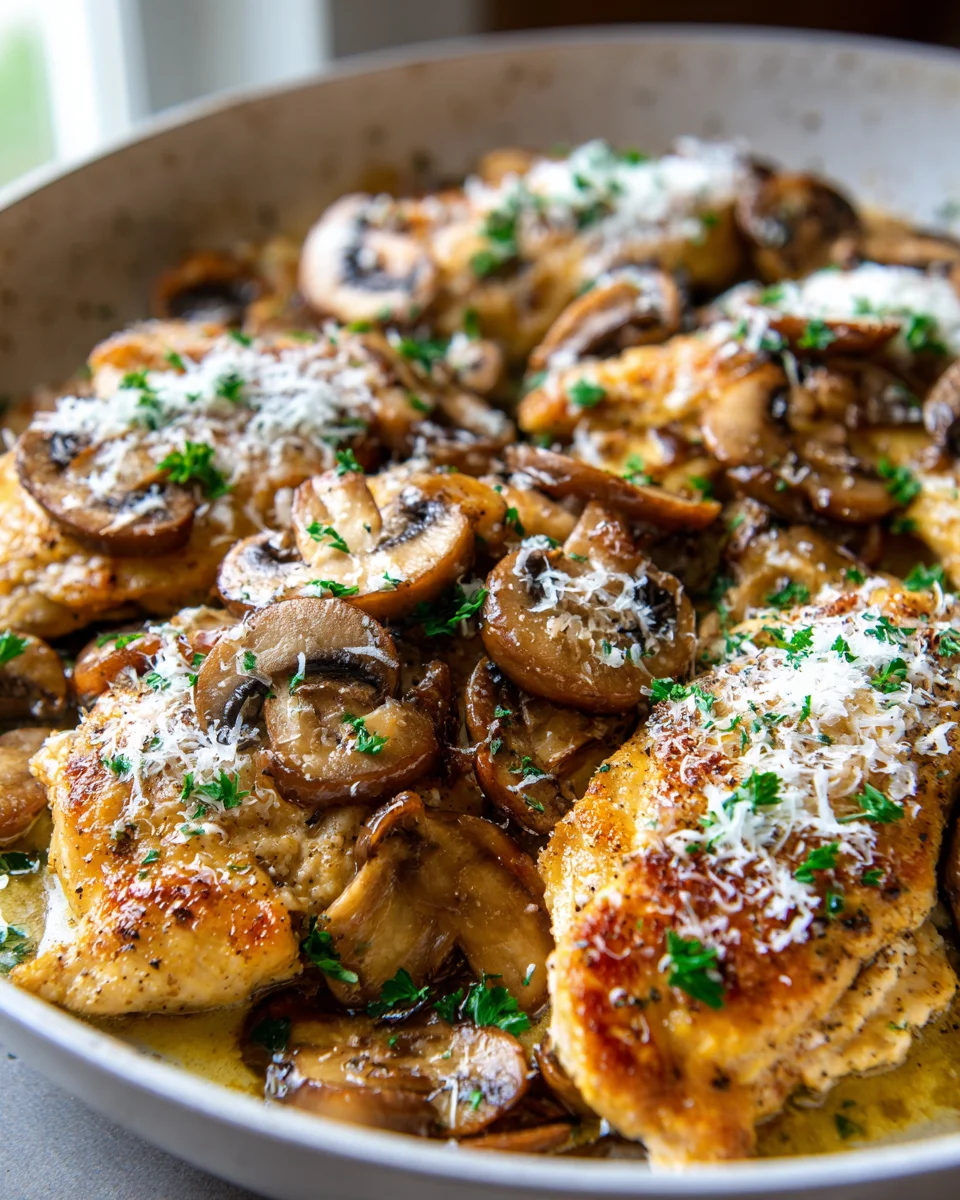 One Pan Zitronen-Hühnchen Romano mit Pilzen Rezept