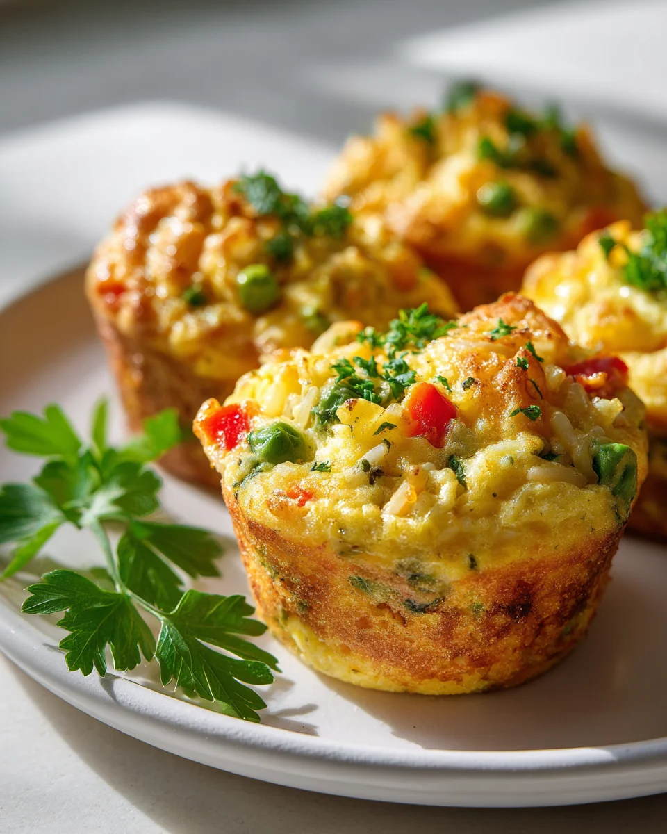 Gemüse-Ei-Frühstücksmuffins mit Reis