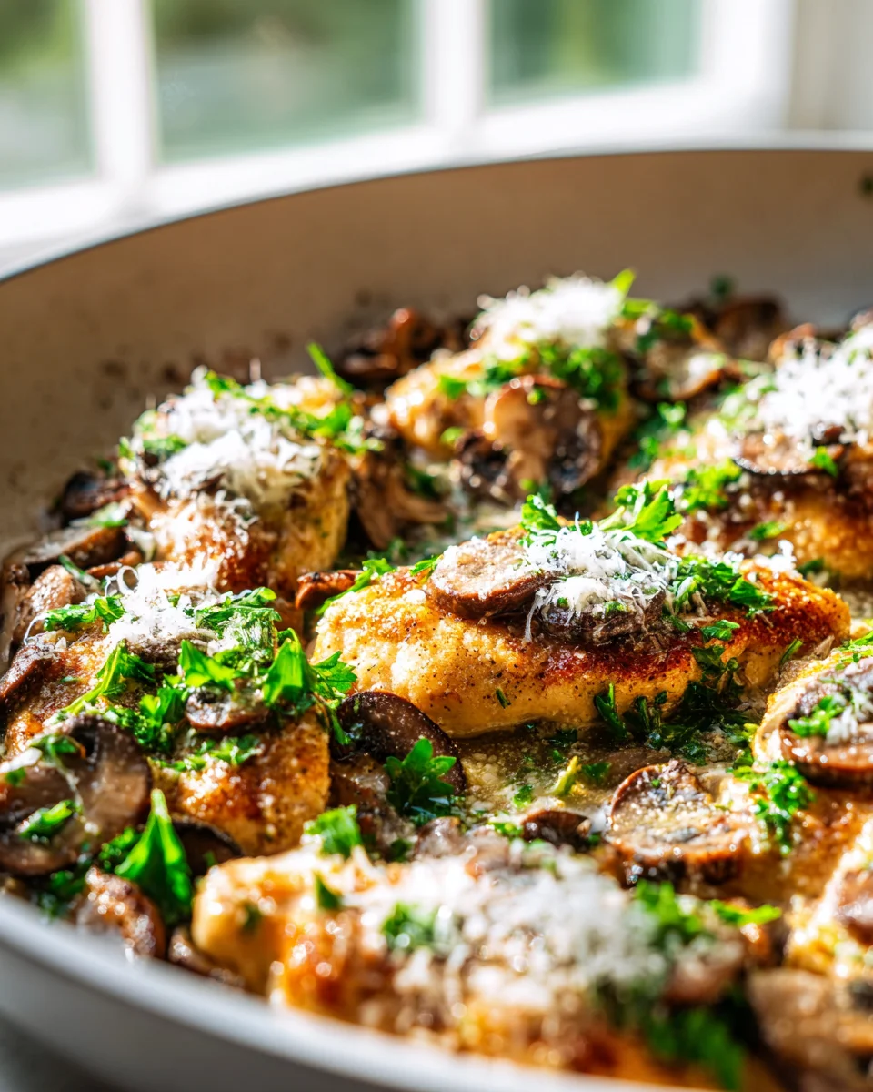 One Pan Zitronen-Hühnchen Romano mit Pilzen Rezept