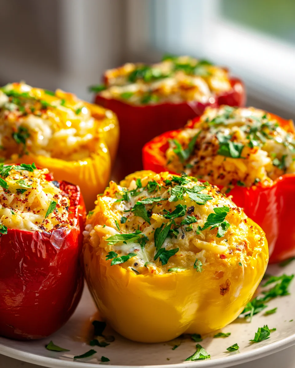 Käse-Stick gefüllte Paprika mit Reis