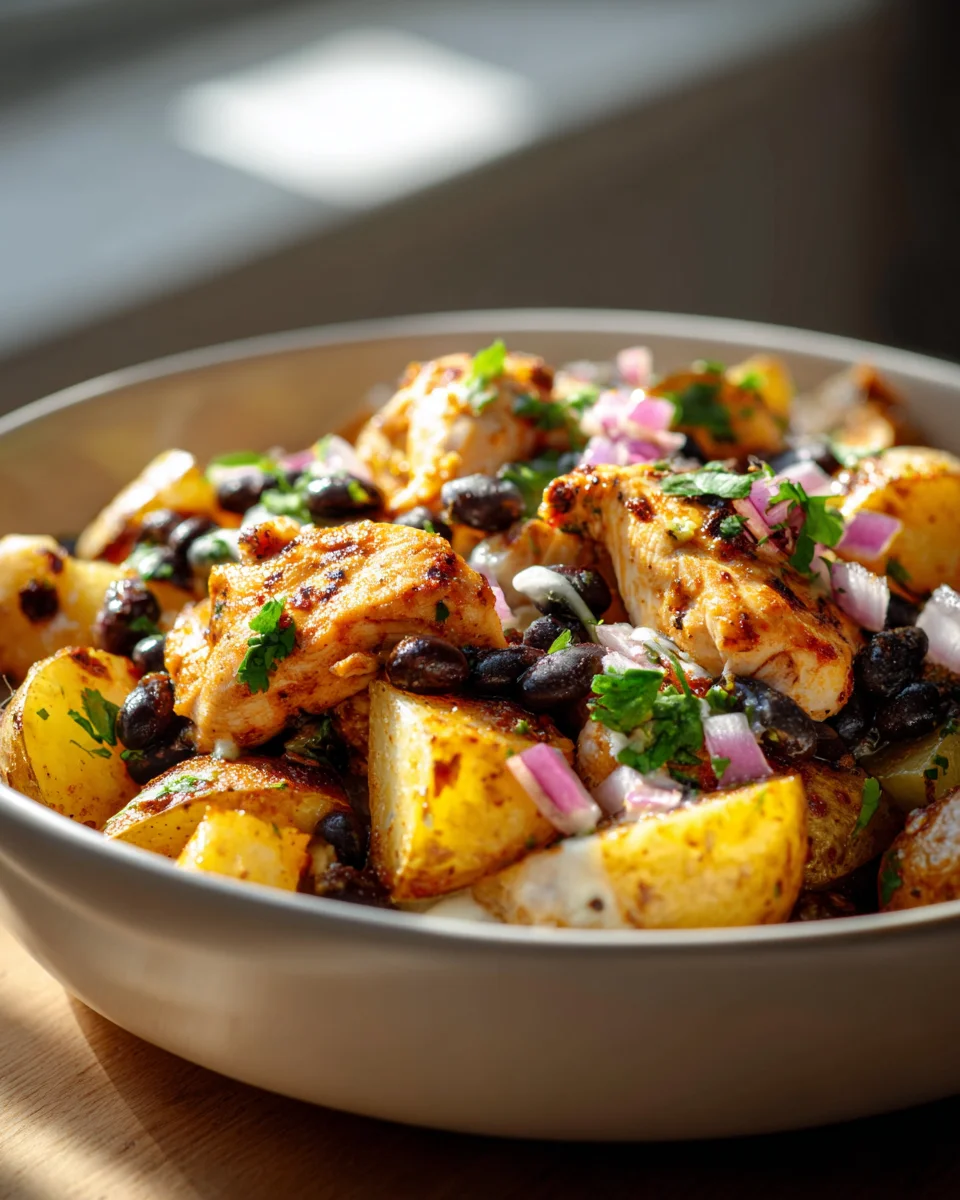 Kartoffel Taco Bowl mit Hähnchen und Bohnen – Lecker!