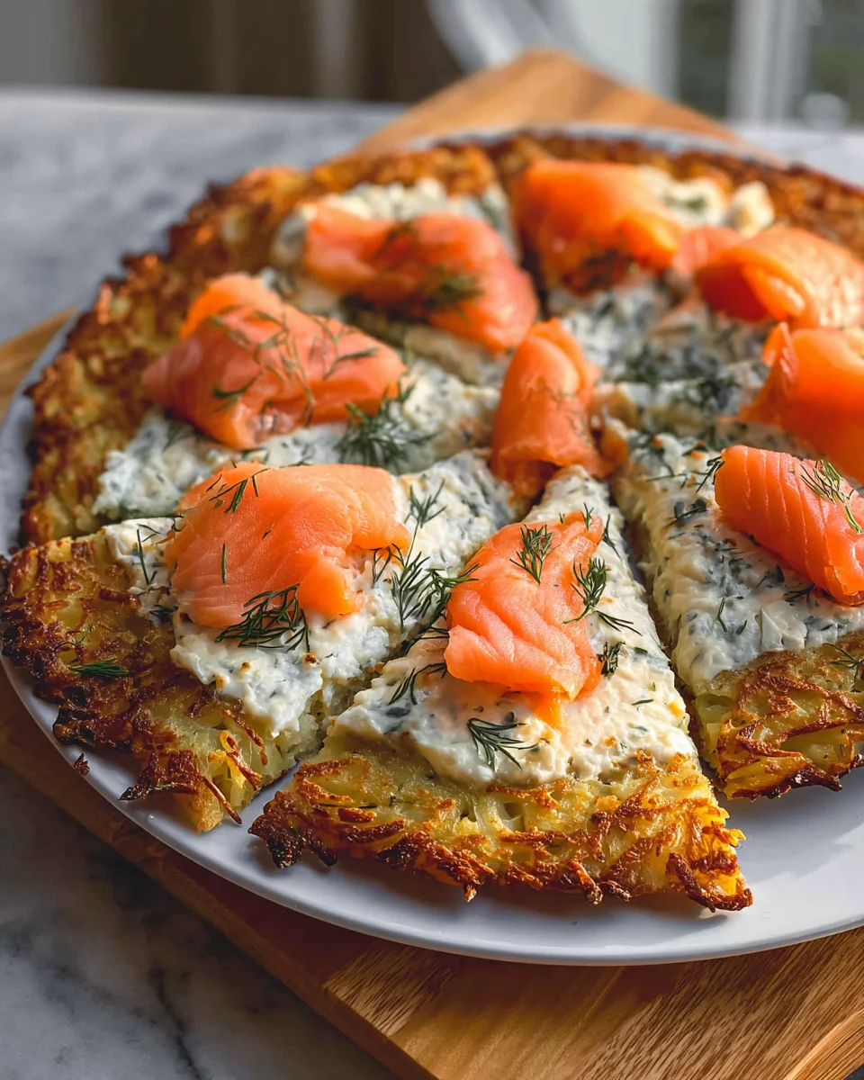 Leckere Kartoffelpizza mit geräuchertem Lachs Rezept