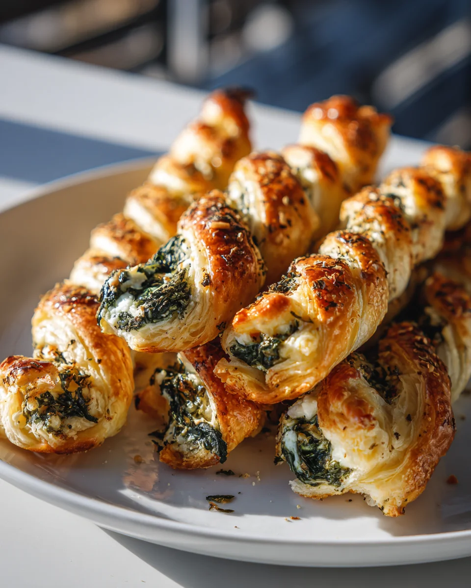 Leckere Spinat-Feta-Blätterteig-Käse-Drehriegel Rezept