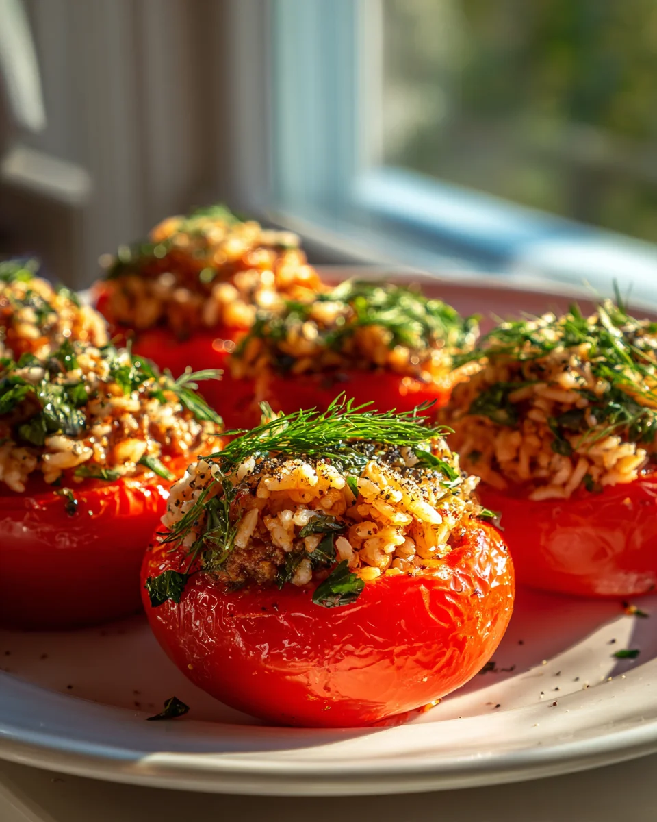 Herzhafte gefüllte Tomaten mit Rind und Kräutern