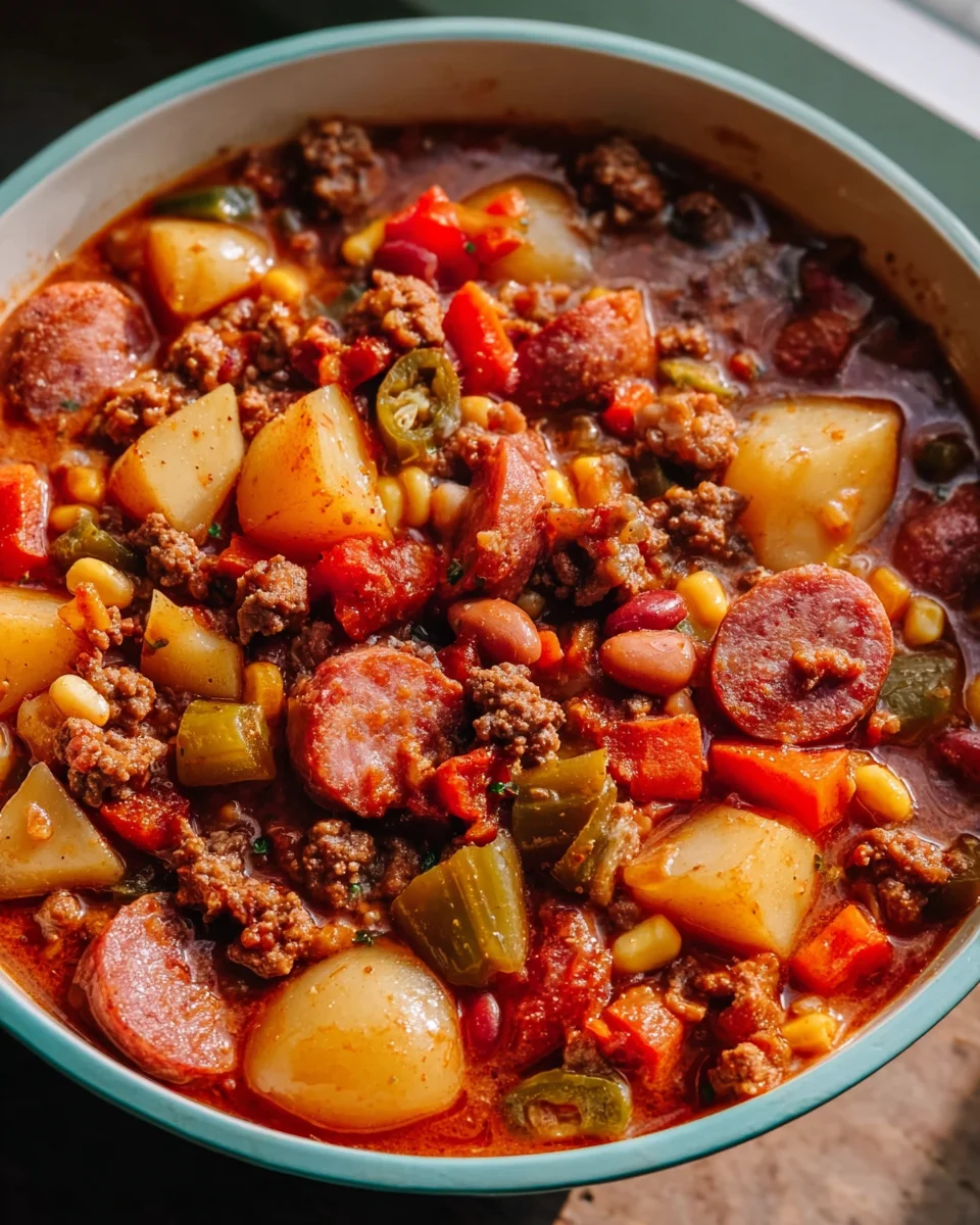 Herzhafter Texas Cowboy Stew mit Rindfleisch und Gemüse