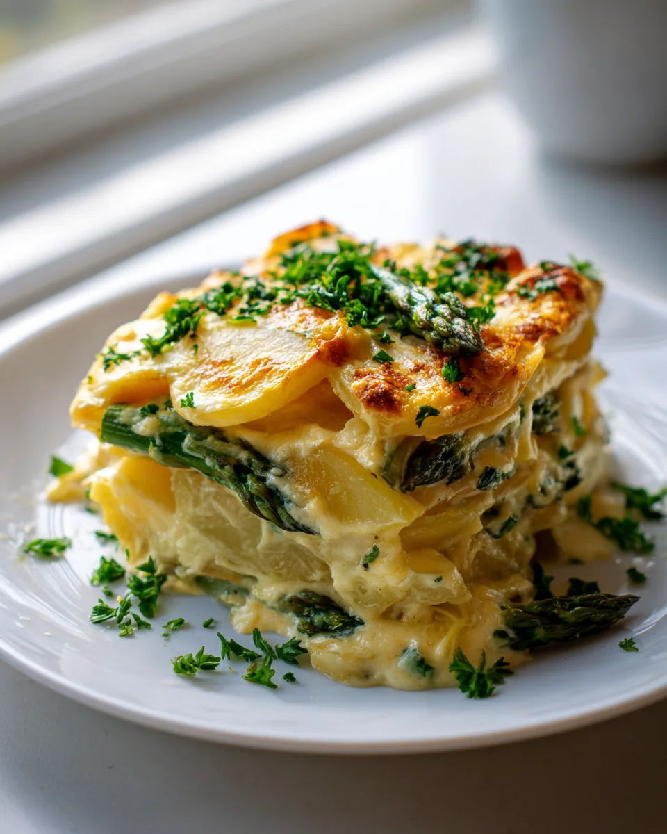 Leckerer vegetarischer Spargel Kartoffel Auflauf für Genießer!