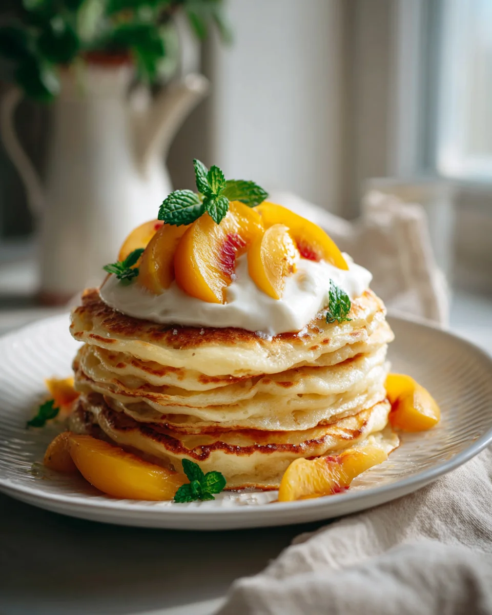 Quark-Pfannkuchen mit Pfirsich-Genuss