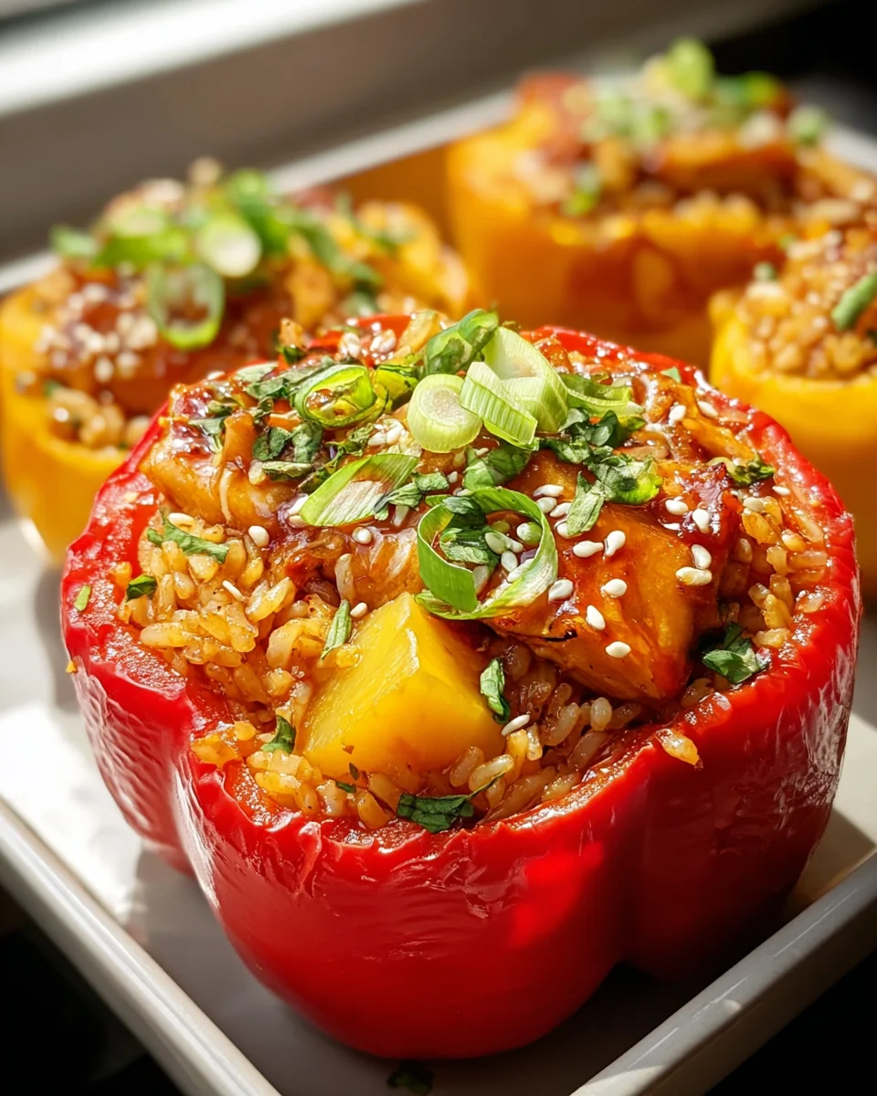 Teriyaki Ananas Hühnchen: Reis gefüllte Paprika genießen!