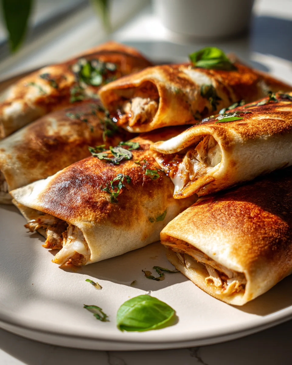 Knusprige Hähnchen-Mozzarella-Wraps aus dem Airfryer